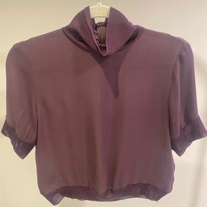 Wilfred Silk Mock Neck Crop Blouse, Size M?